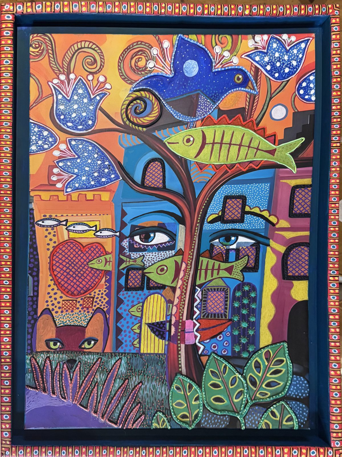 Let's face it shown on a living room wall