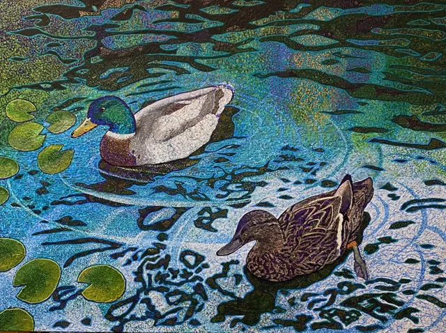 "Ducks on the Thames", painting by Donna White