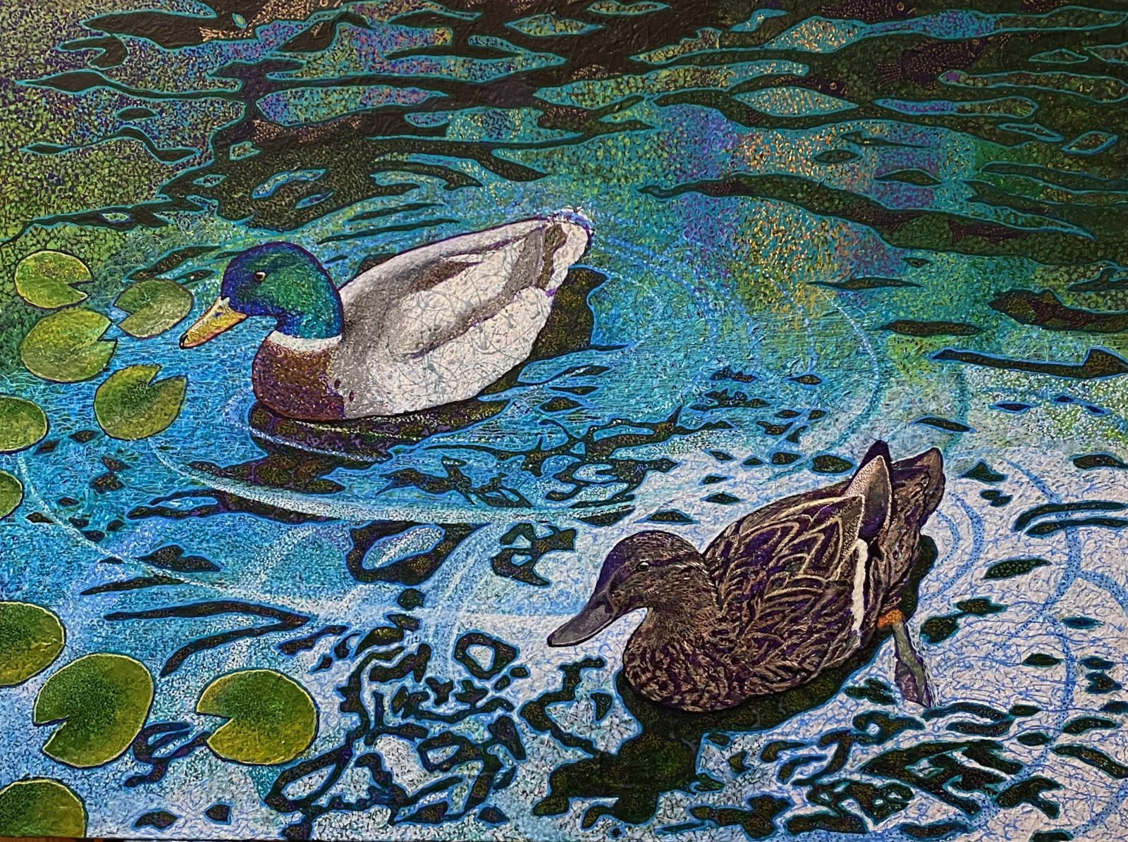 Ducks on the Thames shown on a living room wall