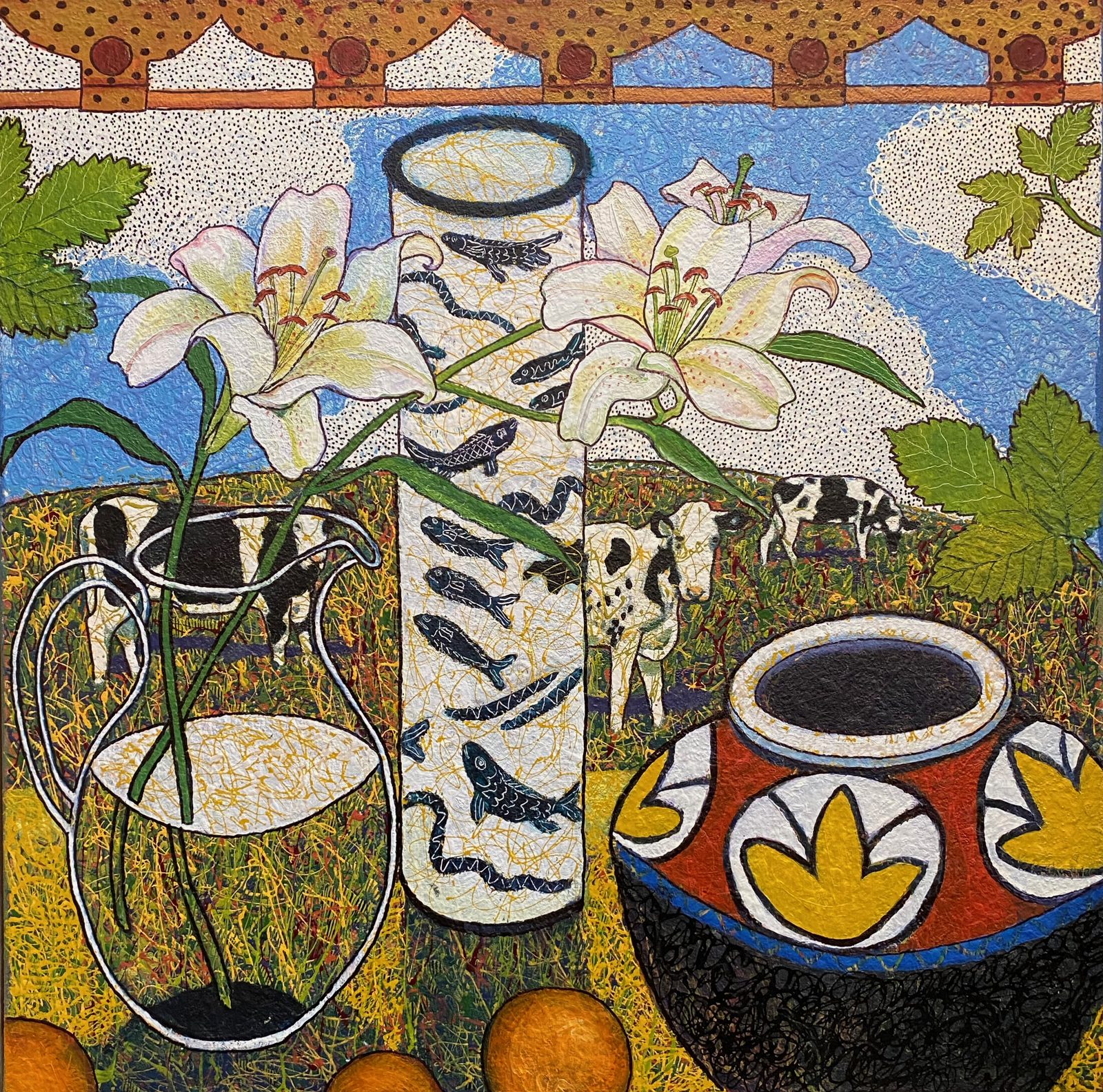 Vase1 shown on a living room wall