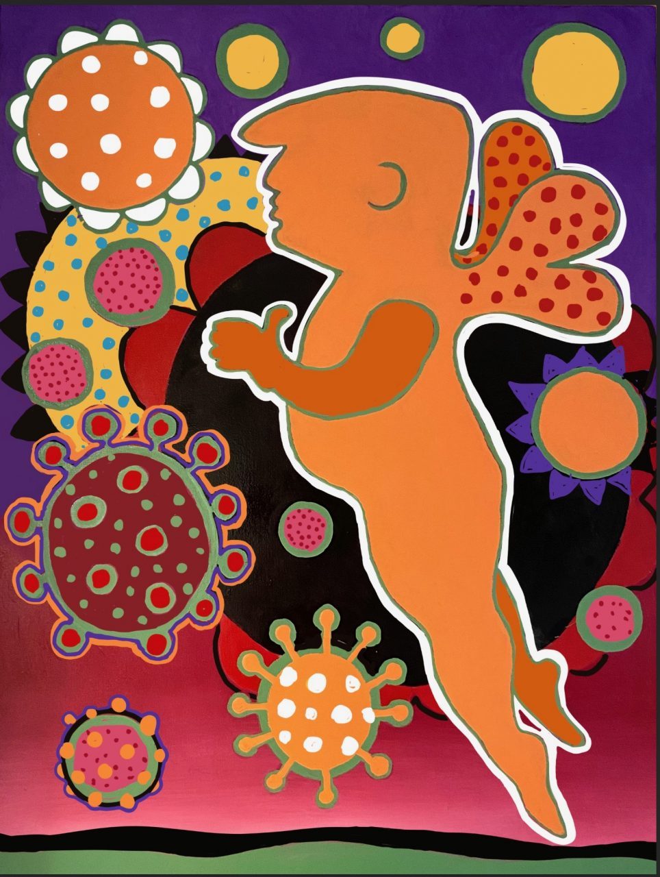 The gardener shown on a living room wall