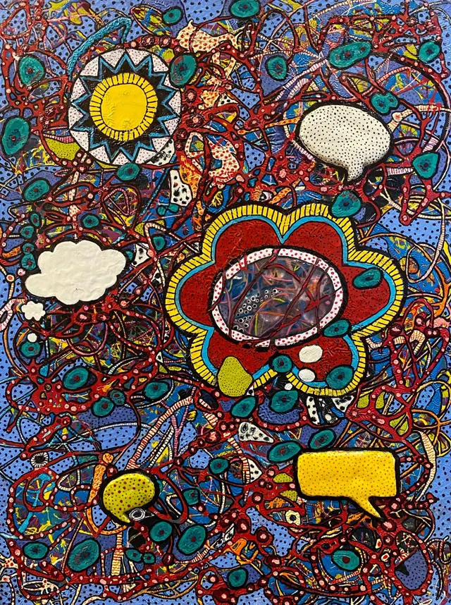 "Conversation piece", painting by Donna White