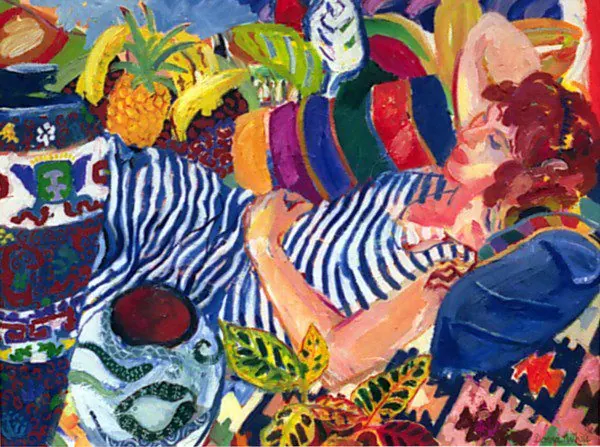 "Lady lying back", painting by Donna White
