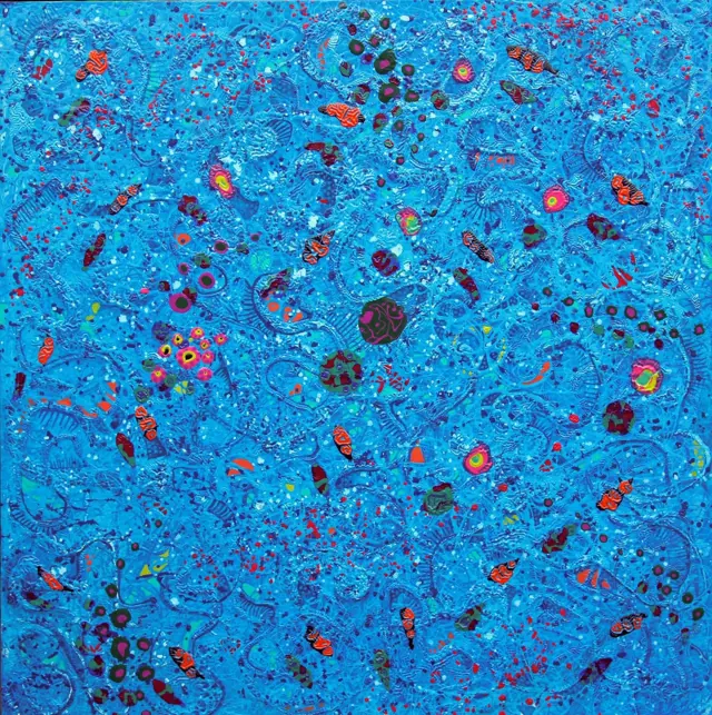 "Blue Intervention", painting by Donna White